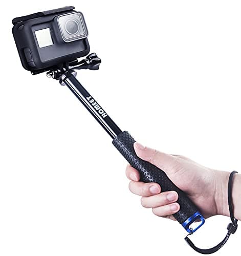 Homeet Extendable Action Camera Selfie Stick, 19" Sportcamera Selfie Stick Pole Waterproof Telescoping Pole Monopod for DJI OSMO, AKASO, SJCAM, YI, Victure, Qumox, Crosstour