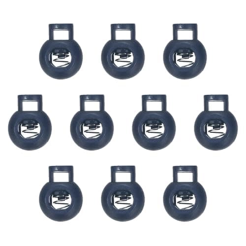 PATIKIL Plastic Cord Lock, 10 Pack Single Hole Toggle Stopper Round Ball Shaped Adjustable Cord Stops Fastener for Paracord, Camping, Hiking, Shoelace Replacement, Navy Blue