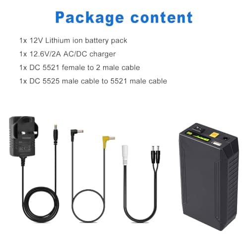 Talentcell 12V Lithium ion Battery Pack, 11.1V/9000mAh 99.9Wh Portable Power Bank, DC 12/9V and 5V USB Multiple Output Li-ion Batteries for LED Light Strip, CCTV Camera, Mobile and more, Black — view 4