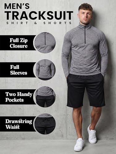 Love My Fashions® Men's Shorts Set Zipper Hoodie & Shorts Set 2 Pieces T shirt Set gym outfits for Men Activewear Sports Summer Co-ord Set Outfits — view 5