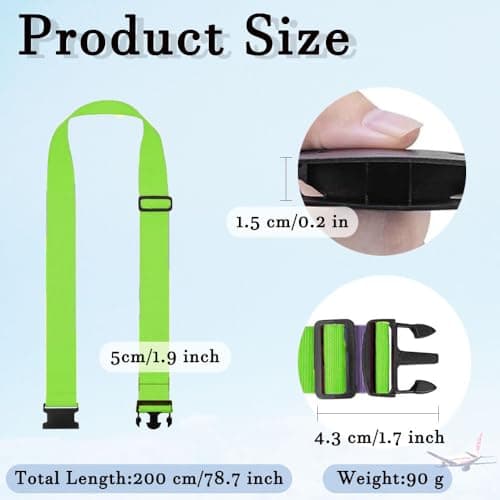 Luggage Suitcase Straps Set Adjustable Travel Packing Straps with Quick Release Buckle for Travel Bag Suitcase (Green,2) — view 2