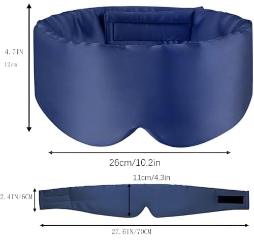 Topnma Silk Sleep Mask, Large Blackout Nose-Wing for Side Sleeper - Navy — view 4