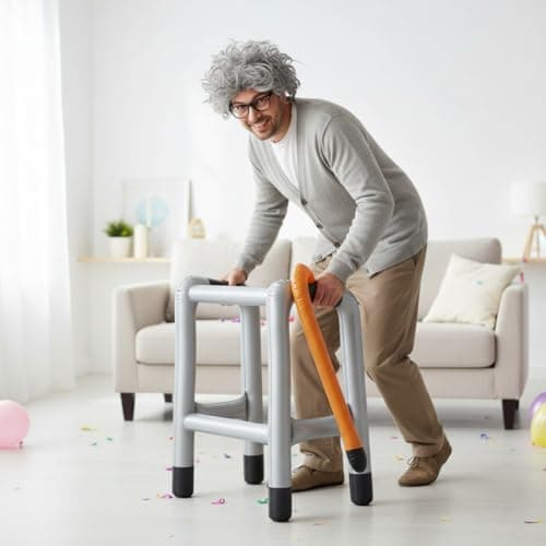Inflatable Zimmer Frame and Walking Stick Set - Blow Up Walking Frame - Funny Retirement Party Prop, Fancy Dress Gag Joke Toy, Inflatable Zimmer Joke Gift — view 6