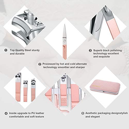 Manicure Set 10pcs Professional Nail Clippers Kit, Pink — view 5