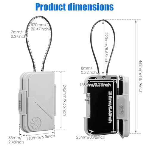 Portable Combination Lock Box Resettable 4 Digit Waterproof Code Lock Box Compact Travel Cash Security Case w/Removable Steel Cable for Travel Hotel Beach — view 2