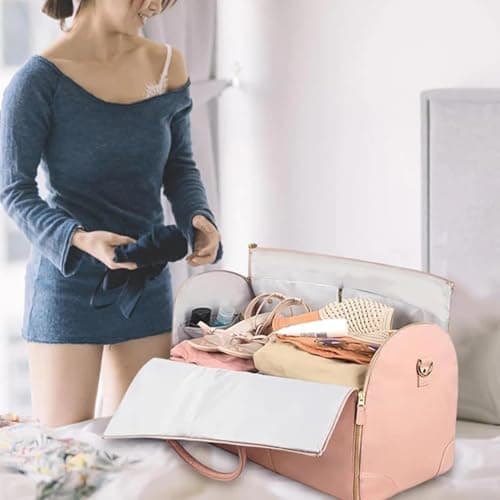 Garment Bag For Travel, Convertible Garment Bag, Garment Duffel Bag, Convertible Carry Garment Bag, Garment Bags For Clothes Travel, 2 In 1 Hanging Suitcase Suit Bag For Women & Men, Pink — view 3