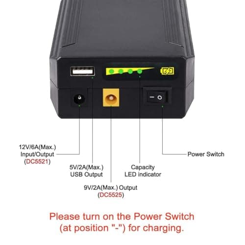 Talentcell 12V Lithium ion Battery Pack, 11.1V/9000mAh 99.9Wh Portable Power Bank, DC 12/9V and 5V USB Multiple Output Li-ion Batteries for LED Light Strip, CCTV Camera, Mobile and more, Black — view 2