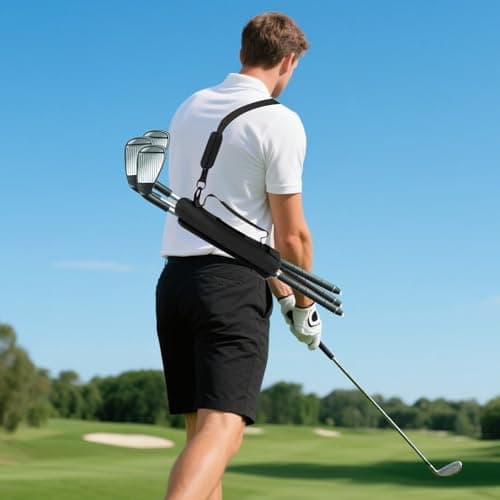 Golf Club Bag Mini Lightweight Foldable for Men Women Kids Driving Range Course Practice Durable Shoulder Strap Golf Carry Bag Pencil Travel Bag with Pocket Black — view 6