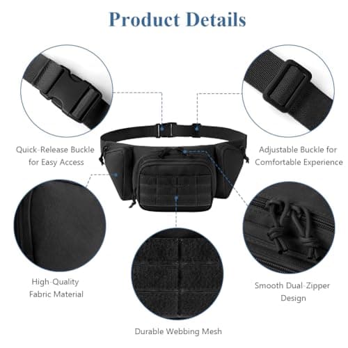 Adiwo Bumbag Waist Bag, Tactical Waist Bag with Multi-Pockets — view 3