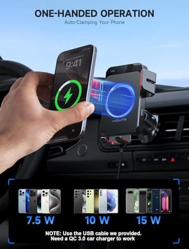 MOKPR Car Phone Holder Wireless Charger, 15W Wireless Car Charger — view 3