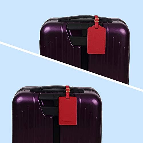Luggage Tags, Microfiber Leather Personalized Suitcase Tag Set Luggage id Tags Labels Travel Accessories-Set of 4(Red) — view 3