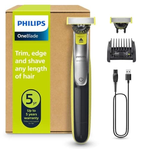 Philips OneBlade 360 Hybrid Face - Electric Beard Trimmer and Shaver, with 360 Blade Innovation, 2X 360 Blade for face, 5in1 Adjustable Comb, (Model QP2734/30)