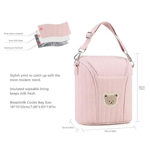 Insulated Bottle Bag - Aluminum Foil Polyester 18x10x20cm | Portable Breast Milk Cooler With Handle, Travel Storage For Stroller, Food Holder | Bottle Organizer — view 5
