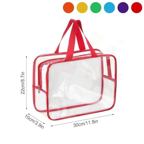 6 Pcs Toy Storage Bags with Handles 11.8x8.7x3.9 Inch-Clear PVC Organizing Bags with Zipper Reusable Waterproof Toy Container-Travel Case Pouch for Building Blocks Puzzle (6 Colors) — view 6