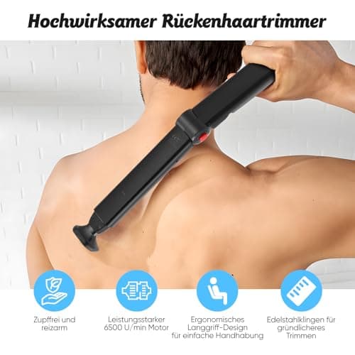 Back Razor for Men, Foldable Men's Body Razor with 2 Removable Shaving Heads & Ergonomic Arm Extension, Foldable Back Razor for Back, Face, Chest & Shoulder Care — view 3