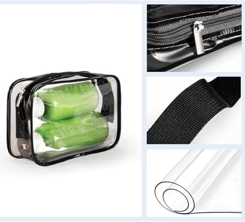 2 Pcs Medium Clear Makeup Bags, PVC Waterproof Travel Toiletry Bag, for Men, Women and Kids, Travel Business(Black) — view 5