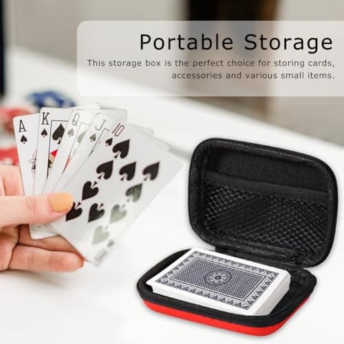 Yelvornic 2 Pcs Playing Cards Case, Waterproof Scratch Resistant Holder, Practical Playing Card Game Box Holder Storage Box for Outdoor Camping (Red, Black) — view 4