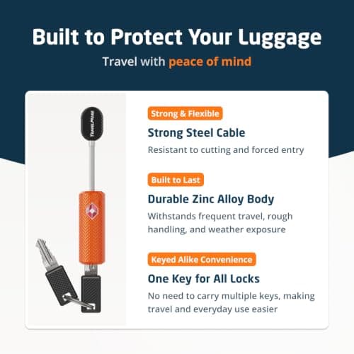 4-Pack TSA Approved Luggage Locks with Keys for Travel | Flexible, Ultra Secure Mini Key Padlocks Made from Zinc Alloy | Luggage Locks | TSA Locks | Orange — view 6