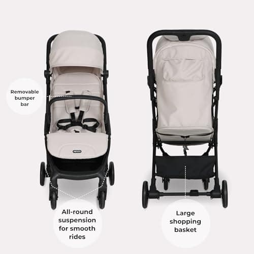 My Babiie MBX2 Compact Stroller – from Birth to 22kg, Foldable, Lightweight, Travel Buggy for Toddlers, Pushchair with UPF50+ Sun Canopy - Oatmeal — view 5