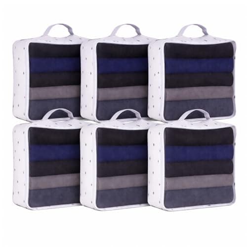 FERNVALE 6 Pack Packing Cubes for Suitcase Travel Organizer Bags, 40x30x12cm Packing Organisers Set for Clothes Shoes Accessories, Lightweight Waterproof Mesh Luggage Accessories (Grey)