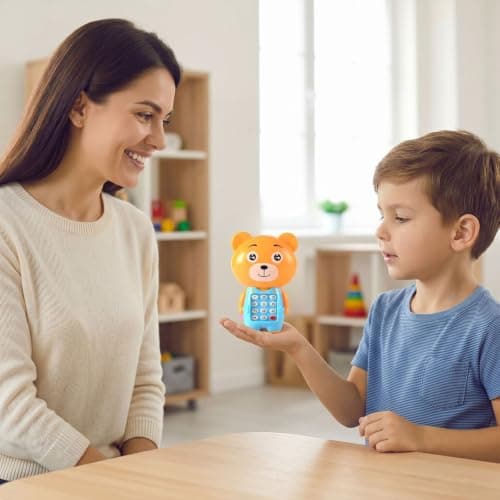 Outdoor Play Baby Cell Phone With Lights And Music Cell Phone For 6 To 24 Months Early Learning Educational Mobile For Toddlers 1 2 3 Year Old Boys Girls (Sky Blue, 11X7cm) — view 3