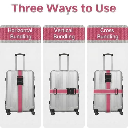 StoneMaxi Adjustable Luggage Straps With Locks 3 Digit Combination Lock Multi-Colour Travel Suitcase Straps Security Password Lock Travel Accessories Suitcase Belt (Wine Red - Grey) — view 6