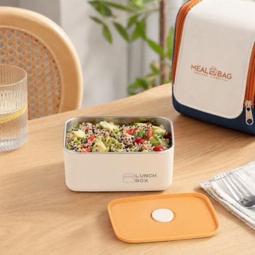 BREEZENEST Stainless Steel Lunch Box Set 2 Bento Food Containers with Lids Leak Proof Insulated Lunch Bag Reusable Stackable Meal Prep Container for Work Travel Picnic Lunch Storage Solution — view 6