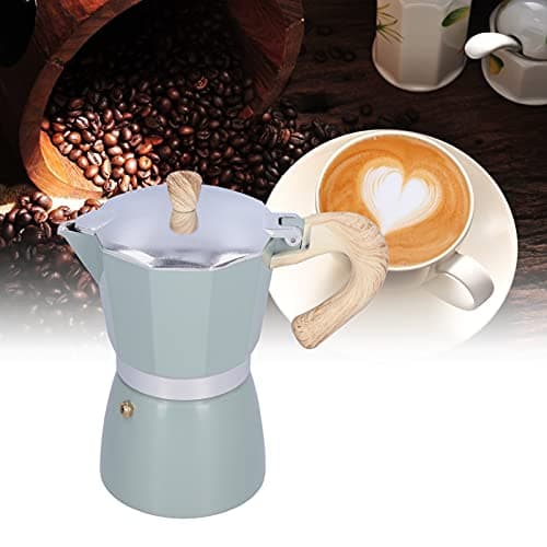 HERCHR ﻿Coffee Maker Pot, Aluminum Alloy Coffee Kettle 6 Cup Coffeemaker Percolator 300ML Mocha Machine for Home, Camping, Office (lake turquoise) — view 5