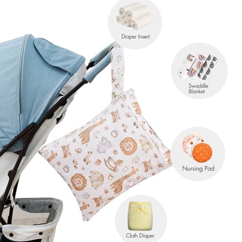 KASESSS 3 Pcs Wet Dry Bag, Travel Laundry Bags, Wet Bag, Waterproof Wet Bags for Swimming, Nappy Bag Organiser with Zip, Nappy Pouch for Baby Items, Wet Clothes Bag for Travel Beach Camping Swimming — view 5