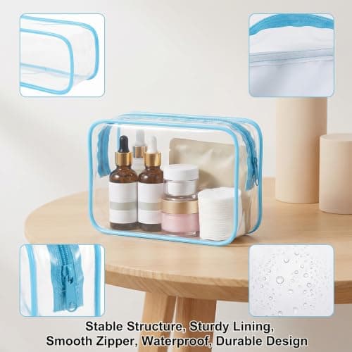 RAHHLIZS 3Pcs Clear Makeup Bags with Zipper Clear Pouch Cosmetic Bag — view 4