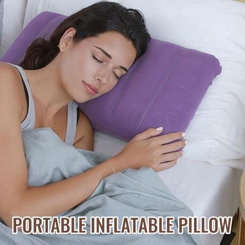 VEGCOO 5 Pack Inflatable Pillow, Multipack of Blow Up Pillows 47 * 30cm, Inflatable Flocked Cushion Compact Light Water Resistant, Travel Camping Pillow Perfect for Hiking, Picnic, Beach — view 6