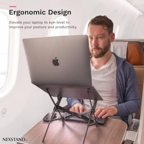 NEXSTAND K1 Laptop Stand, Carbon Fiber Foldable Portable Desktop Laptop Holder, 7 Levels Height Adjustable Ergonomic Laptop Riser for Desk, MacBook, Notebook — view 3