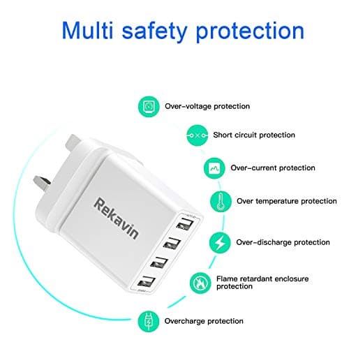 USB Plug,Multi USB Charger Plugs Adaptor UK Phone Plugs with 4 USB Port — view 2