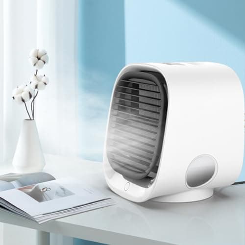 Portable Air Conditioner, Portable Air Cooler,3-Speed Mini Air Cooler Fan with 300ml Misting Tank, Quiet Desktop Aircon Unit with LED Light for Home, Office, Travel (Pink) — view 5