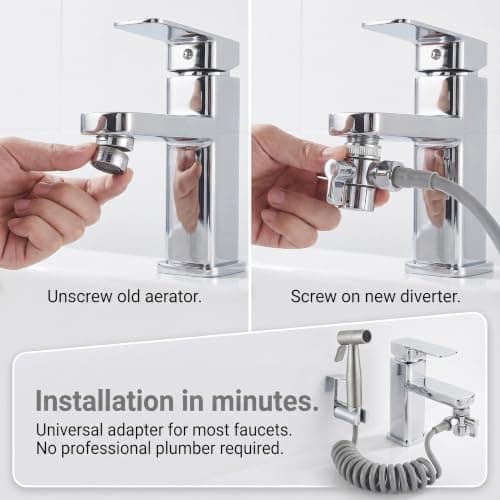 Bidet Attachment for Toilet UK, Handheld Bidet Sprayer System - Stainless Steel Muslim Shower Shattaf, Chrome Sink Faucet Diverter Adapter, Flexible Spiral Hose & Portable RV Travel Jet Douche Hygiene — view 4