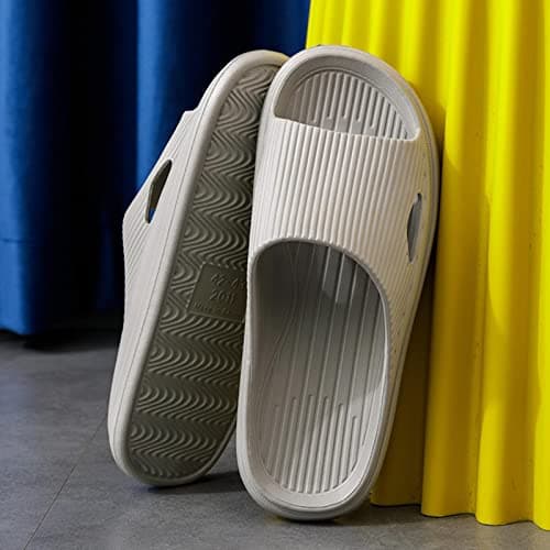 Womens Men Sandals Beach Summer Sandals Wide Fit Shower Slippers Indoor Travel Slippers Slip on Comfortable Shoes (Grey, 7.5) — view 3