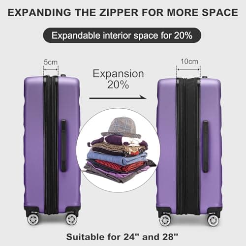 Kono Medium Suitcase Expandable ABS+PC Hard Shell Travel Check in Luggage — view 4