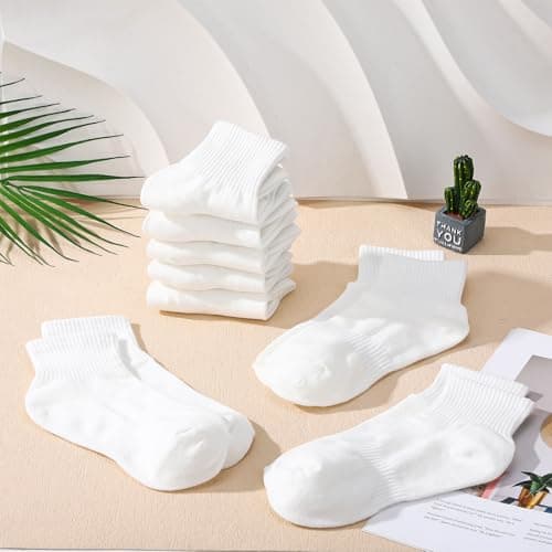 Zuimei 8 Pairs White Sports Socks, Crew Socks Women — view 3