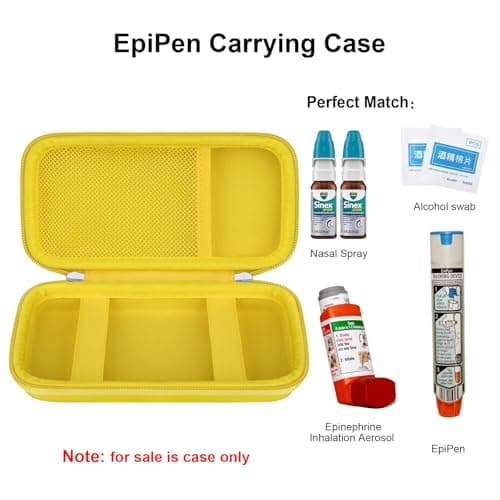 Elonbo EpiPen Carrying Case, Travel Medicine Kit for 2 Epi Pens, Yellow — view 2