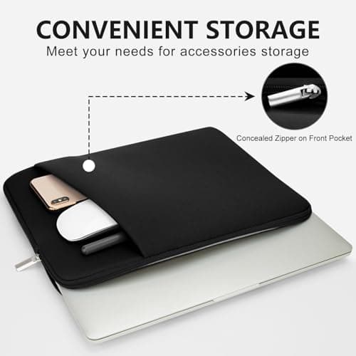 HEDUGO 13 Inch Laptop Sleeve Case with Accessory Pocket Portable Carrying Case Padded Computer Pouch Cover Protective for Macbook Air 13.6 Inch M4 M3 M2 2025-2022, 14 Inch Macbook Pro M4 M3 M2 M1 — view 2