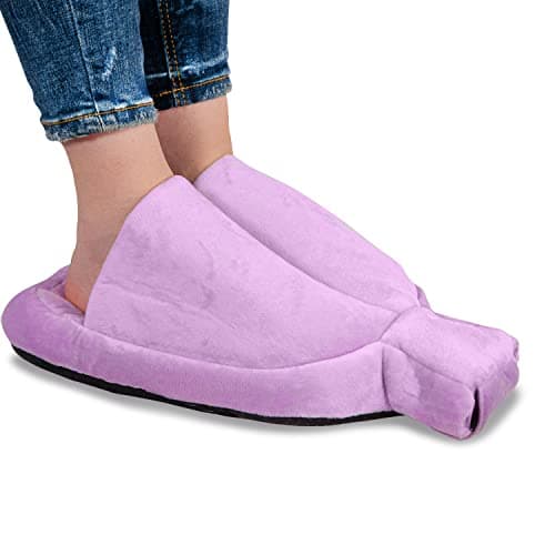 Things2KeepUWarm Purple Heated Foot Warmer Hot Water Bottle - Non Electric Soft and Cosy Fleece Feet Warmer for Women with 2L Hot Water Bottle