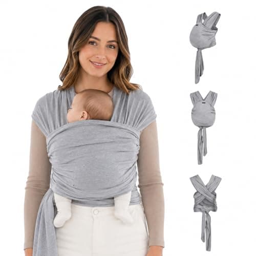 For Your Little One Organic Baby Wrap Carrier, Machine Washable at 30°C, Organic Cotton, Newborn to Toddler, Birth to 15kg (Grey) — view 3