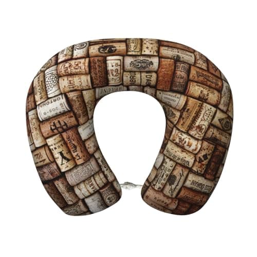 SKKNT Wine Cork Print Lightweight Travel Neck Pillow U-Shaped Memory Foam Head Neck for Airplanes