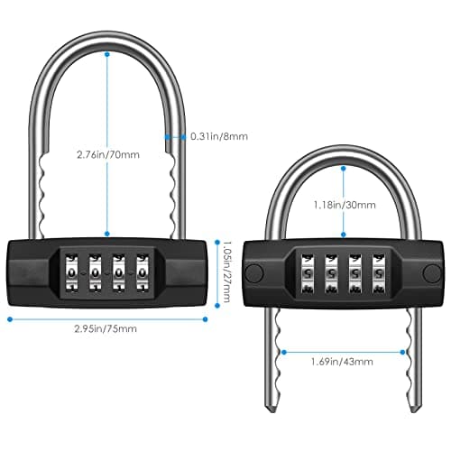 [Upgraded] Brifit Combination Padlock, 4-Digit Combination Lock, Outdoor Weatherproof Combination Locks Padlock, Adjustable Hook, Outdoor Heavy Duty Waterproof for School, Gym Locker, Shed, Garage — view 2