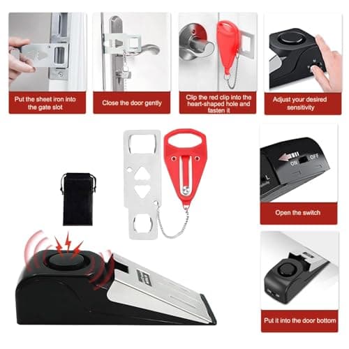 2pcs- Enhanced Security Door Stop Alarm & Portable Lock Kit for Travel, Home, and Dorm Safety — view 5