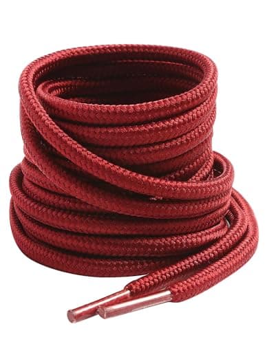 VSUDO 140 cm Round Dark Red Boot Laces, Red Trainer Laces, 1 Pair