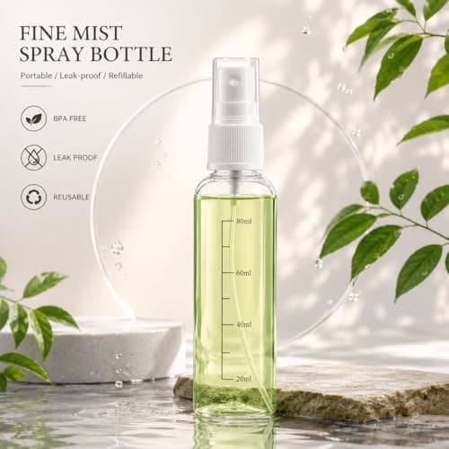 Spray Bottle 5 Pack Clear Travel Spray Bottles Empty – 3.4oz 100ML Fine Mist Refillable Liquid Container Leakproof Plastic Small Spray Bottle for Perfume, Toner, Alcohol, Skincare, Cleaning,Gardening — view 4