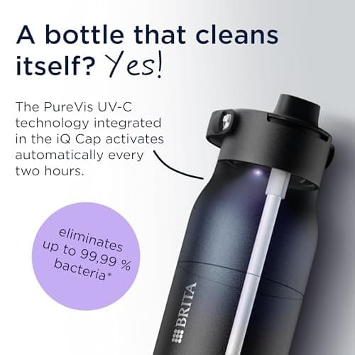 BRITA LARQ iQ Digital Filter Water Bottle Black (680ml) with Hydration Tracking App, Activated Carbon Water Filter & UV-C - neutralises 99.99% bacteria, reduces micro impurities, PFAS & more — view 4