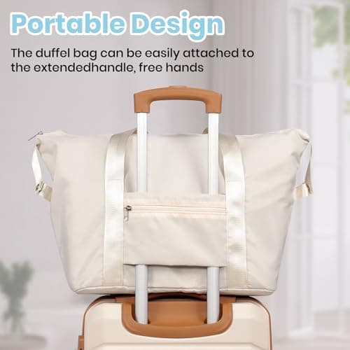 Tavoxda Cabin Suitcase Hand Small Luggage Carry On Suitcase, ABS Hard Shell Spinner Wheels with Travel Tote and Toiletry Bag, 20Inch Set, White — view 6