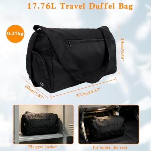 Sports Duffel Bag with Shoes Compartment, Waterproof Gym Duffle Bag Adjustable Shoulder Crossbody Strap, Large Capacity Travel Overnight Bag for Workout Fitness Yoga Hospital Travel (Black) — view 4